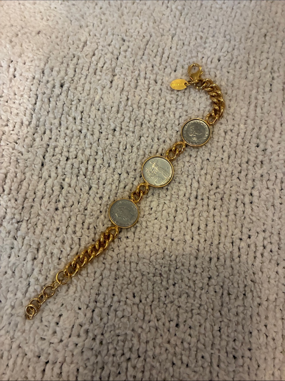 Bellezza Goldtone Italian Coin Link Bracelet